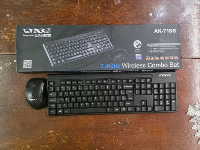 Kit Teclado e Mouse sem fio wireless SATE AK-718G