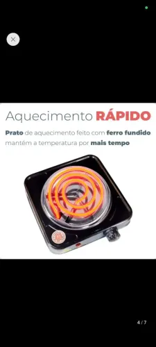 Fogão cocktop elétrico 1 boca 1000w fogareiro portátil compacto