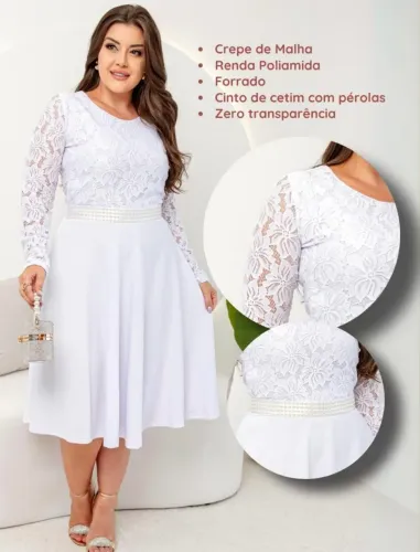 Vestido branco de renda