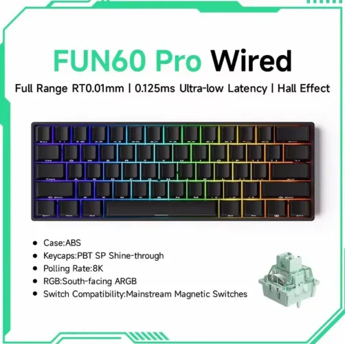 TECLADO MAGNÉTICO FUN60 PRO 8K RGB - PRETO