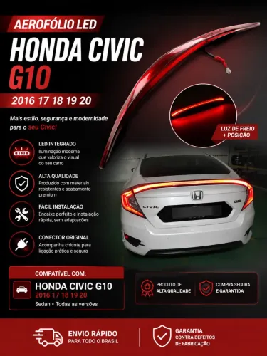 Aerofólio led do Honda civic
