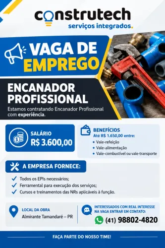 Encanador e Auxiliar de encanador