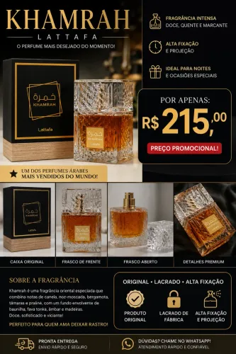 Perfume Khamrah Lattafa Original 100ml Lacrado | Promoção R$ 215