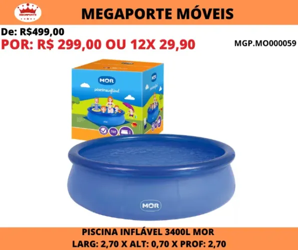 Piscina Inflável 3400L Mor