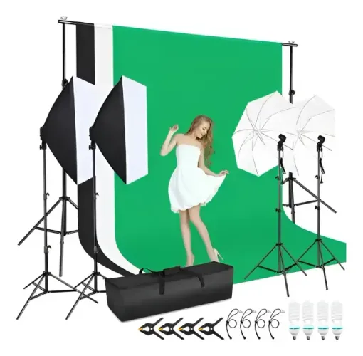 Studio Fotografico Completo - Kit Fundo De Iluminacao Softbox