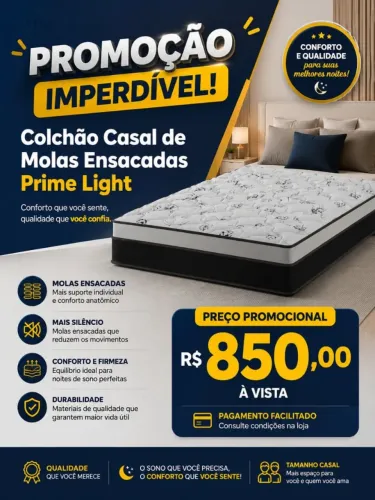 Novo! Colchão Casal de Molas Ensacadas Prime Light