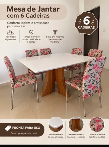 Mesa com tampo de vidro