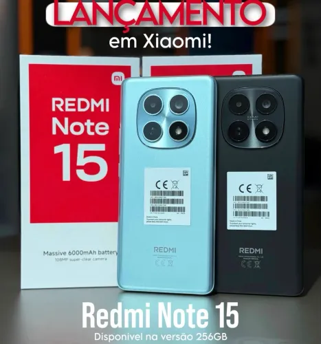 Celular Redmi Note 15 256Gb 08Gb RAM Novo Lançamento Preto Verde Roxo 