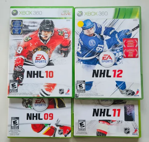 Combo jogos NHL Xbox 360 - 09, 10, 11, 12 originais usado Lote jogos