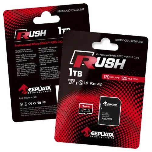 Cartão de Memória Micro SD Keepdata Rush 1TB 2x1 C10 XC I U3 V30 A2