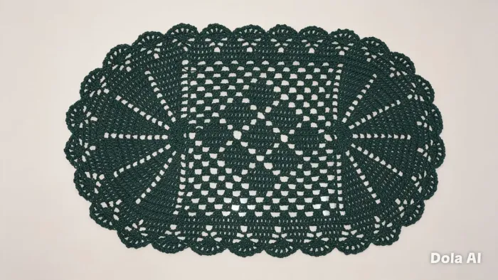 Tapete crochê verde musgo 80x47