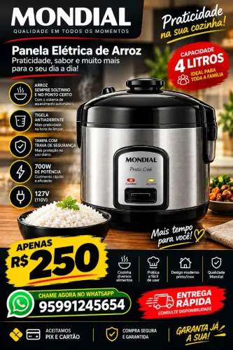PANELA ELÉTRICA DE ARROZ MONDIAL PE-42-10X