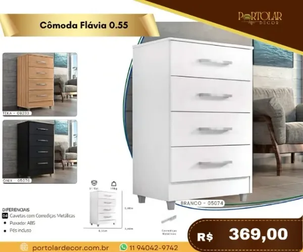 Cômoda Flávia 0.55, a pronta entrega