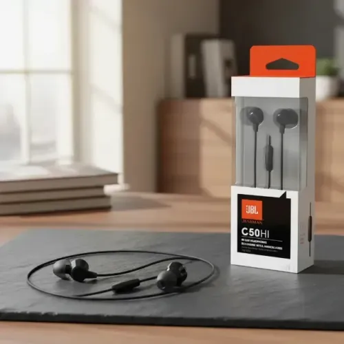Fone de Ouvido Intra Auricular JBL C50HI In-Ear, com Microfone, Preto
