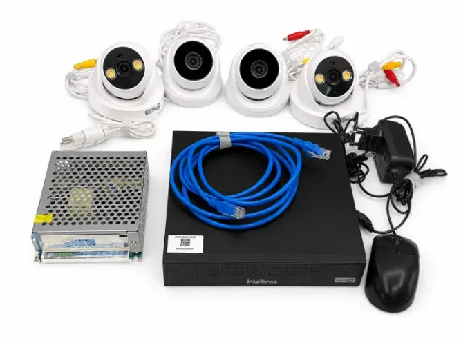 Kit CFTV Completo DVR Intelbras MHDX 1104-C + 4 Câmeras 2MP + Fonte - Testado - Bazar