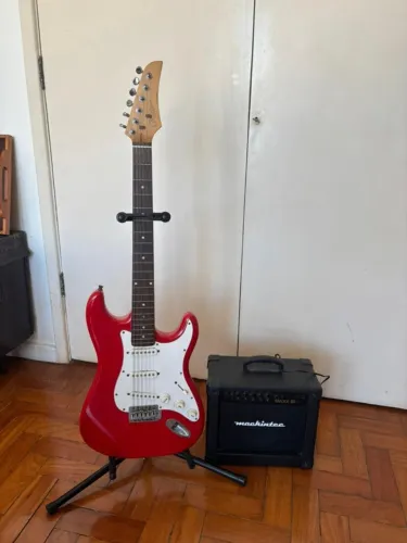 Guitarra Stratocaster Vermelha - Condor + Amplificador + Suporte Guitarra