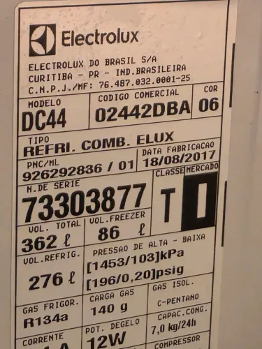 Geladeira usada Eletrolux dúplex 362 litros