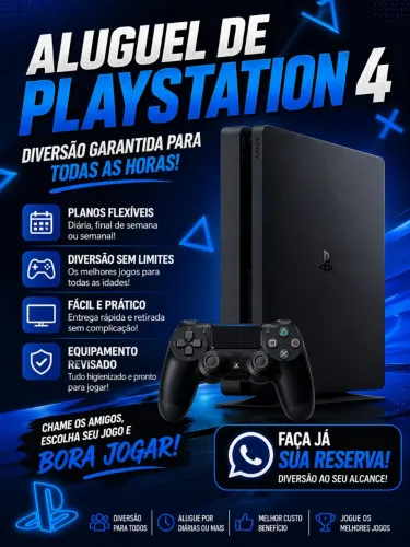 Aluguel de PlayStation 4 - Diárias, Semanas ou Mensal