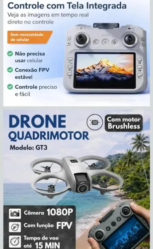 Drone gt3 com tela e óculos