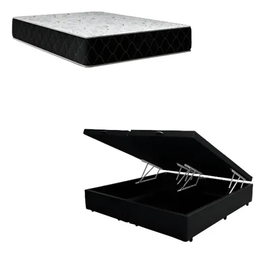 Colchão Resistence King + Cama Base Baú King preto