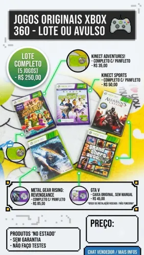 Jogos Xbox 360 Originais (Metal Gear, Assassin's Creed e +)