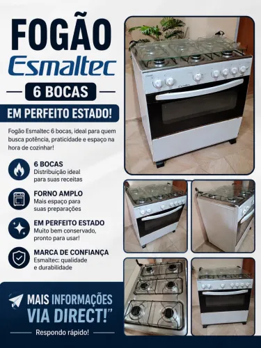 Vende-se fogão esmaltec-caribe 6 bocas todas funcionando,seminovo 