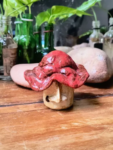 "gnomelo" gnomo cogumelo em cerâmica potinho potiche porta jóias lindo vintage único lindo