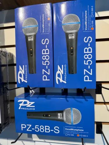 Microfone De Mão Com Fio Pz 58b-s Dinâmico Profissional
