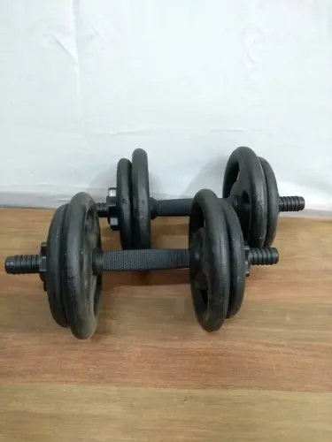 Kit musculação : Barra Curta c/ Rosca e Anilhas Ferro
