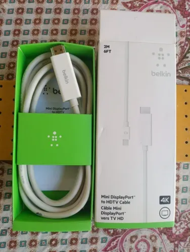 Cabo Mini DisplayPort e Thunderbolt P/ HDMI 4K Belkin 2m Para MacBook iMac