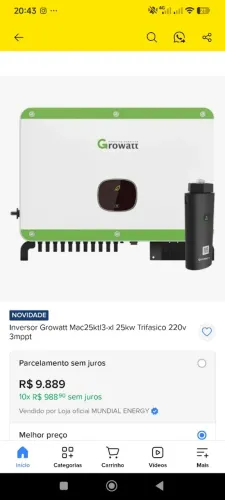INVERSOR TRIFÁSICO DA GROWALT NOVO 