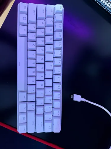 Teclado Mecânico Gamer Razer Huntsman Mini-Click Optical Purple Switch, Mercury Branco