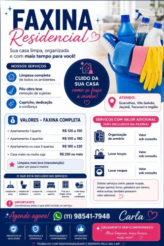 Cuido do seu lar com respeito e dedicação