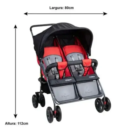 Carrinho De Bebê Gêmeos Reclinável 5 Posições - Hércules - Kids Baby Hercules ( NOVO)