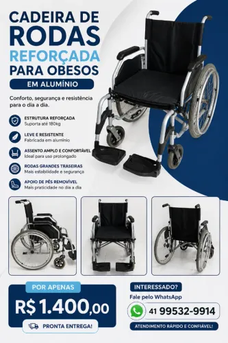 Cadeira de rodas em alumínio reforçada
