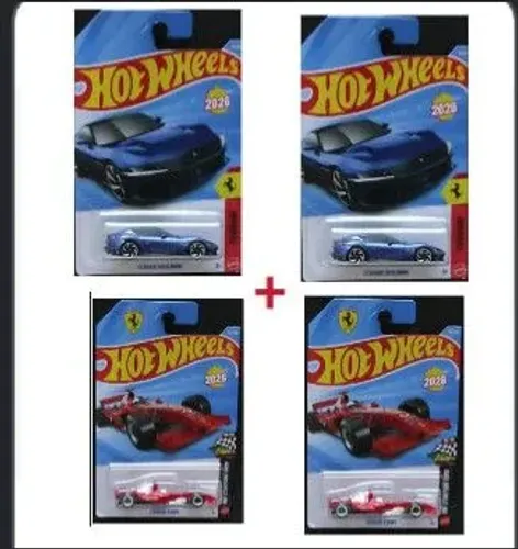 Lote com 4 miniaturas Hot Wheels, duas Ferraris 12 Cillindri e 2 Ferrari F 2004
