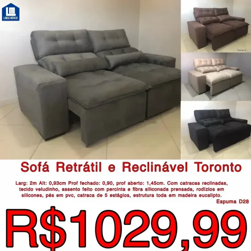 Sofá Retrátil e Reclinável Toronto