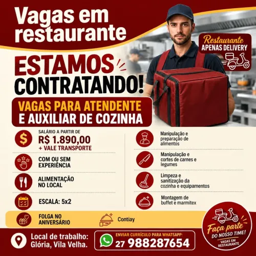 ? ESTAMOS CONTRATANDO! VENHA FAZER PARTE DO NOSSO TIME! ?