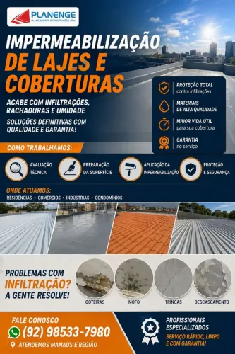 IMPERMEABILIZAÇÃO DE LAJES E COBERTURAS | ELIMINE INFILTRAÇÕES COM GARANTIA | MANAUS