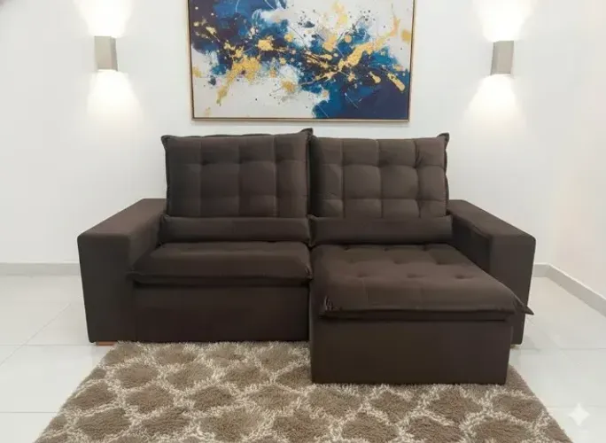 Sofa retratil e reclinavel atenas veludo com molas