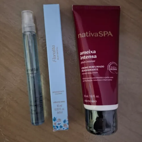 Perfume floratta blue crystal e hidratante ameixa intensa o boticário