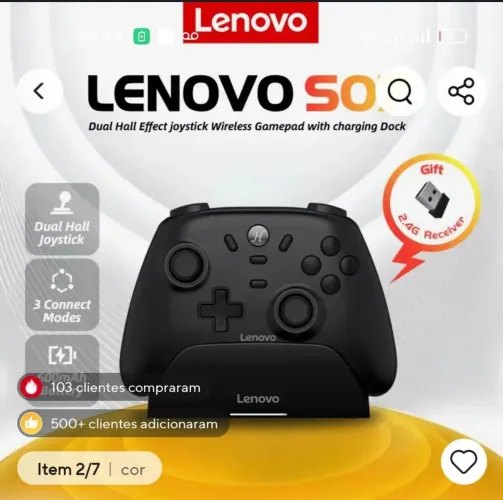 Controle bluetooth NOVO com dock LENOVO R$ 149,00