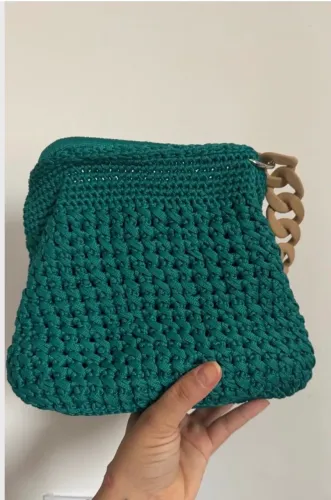 bolsa de crochê artesanal verde