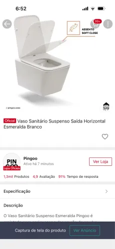 Vaso sanitário pingoo