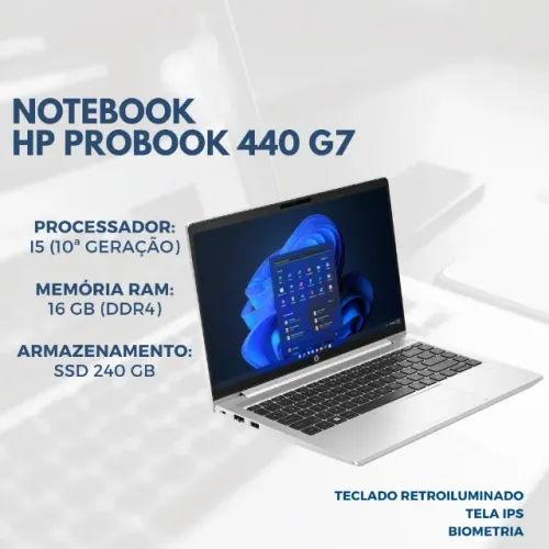Notebook HP ProBook 440 G7 Intel Core i5 10ª Geração 8GB DDR4 SSD 240GB