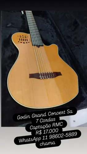 Violão Godin Grand Concert Sa 7 Cordas RMC e Midi