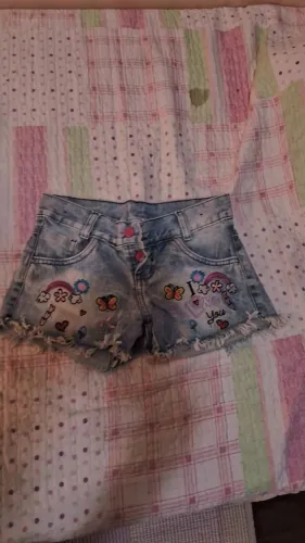 Short jeans infantil bordado
