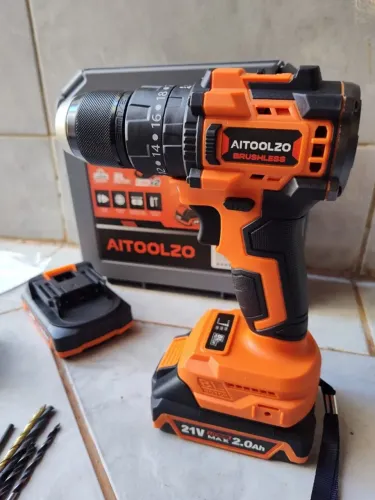 Parafusadeira Furadeira Impacto Brushless 2 baterias Aitoolzo Laranja 127/220v 60