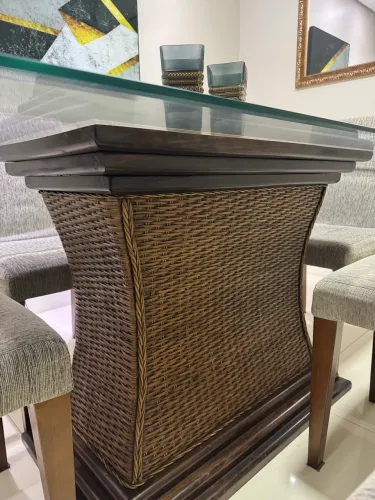 Conjunto mesa de jantar em VIME C/ 6 lugares