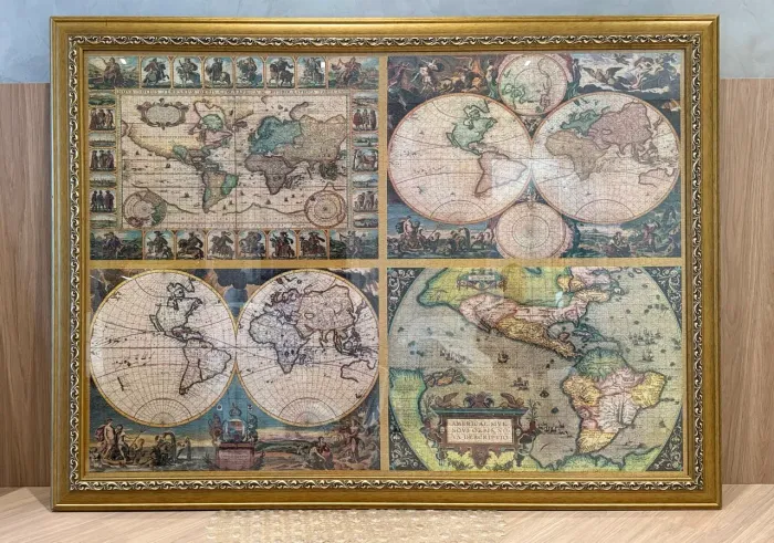 Quadro mapa mundi de quebra-cabeça montado 5000 pças